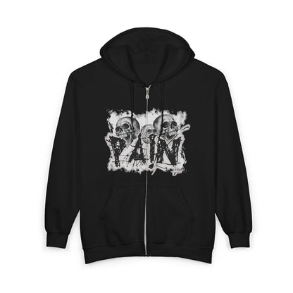 Skull Zip Hoodie — Grunge Gothic Full-Zip Sweatshirt