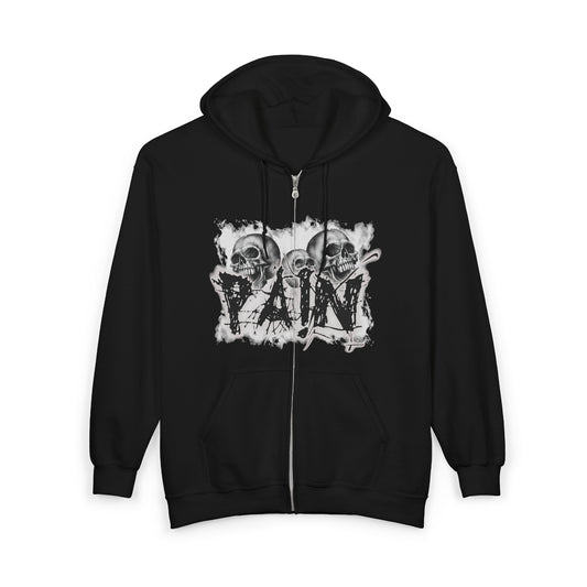 Skull Zip Hoodie — Grunge Gothic Full-Zip Sweatshirt